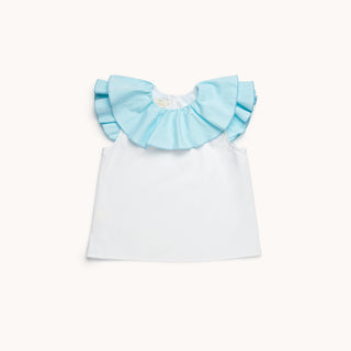BLUSA NIÑA BLANCA CUELLO VOLANTE LAGUNA