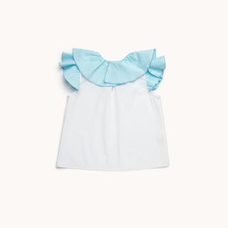 BLUSA NIÑA BLANCA CUELLO VOLANTE LAGUNA